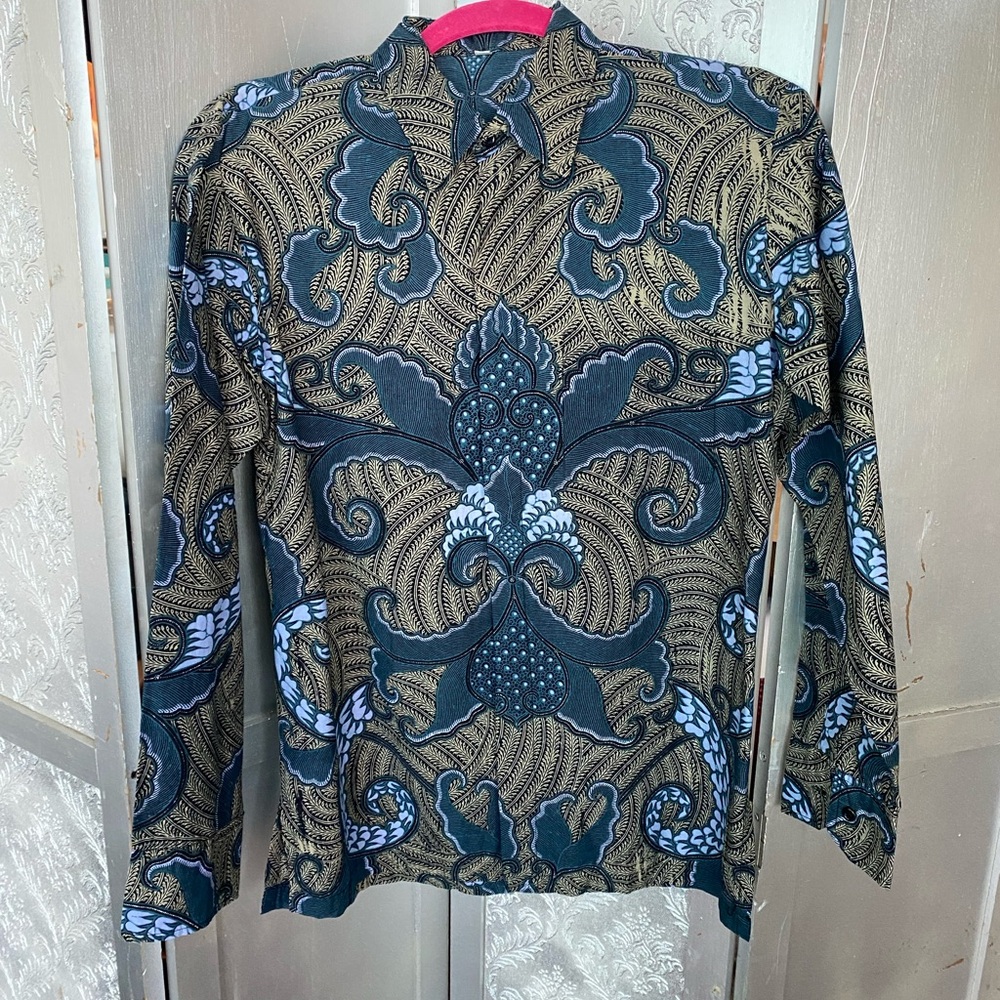 Men's Patterned batik Long Sleeve Shirt